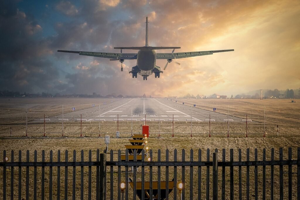 plane, landing, runway, approach, transport aircraft, propeller, nature, propeller plane, flying, airport, heaven, aviation, sunset, travel, traffic